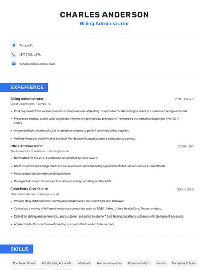 Billing Administrator Resume