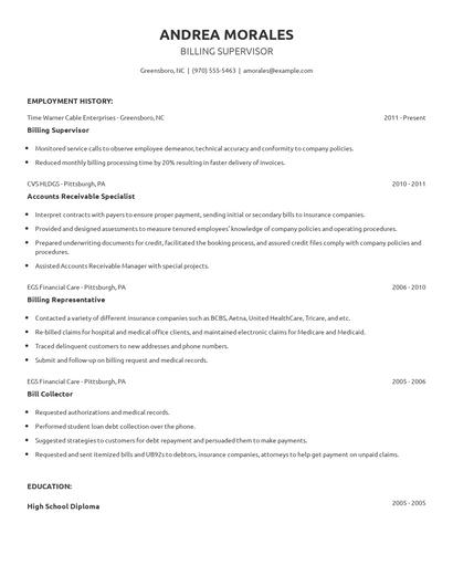 Billing Supervisor Resume