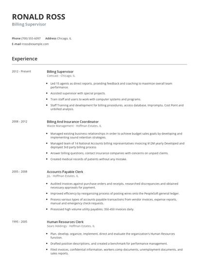 Billing Supervisor Resume