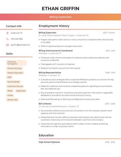 Billing Supervisor Resume