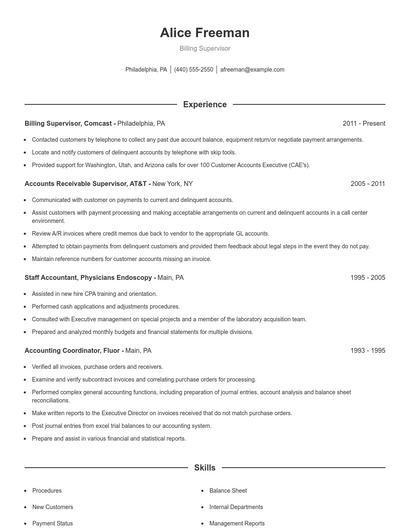 Billing Supervisor Resume