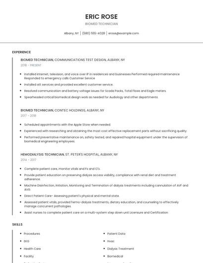 Biomed Technician Resume