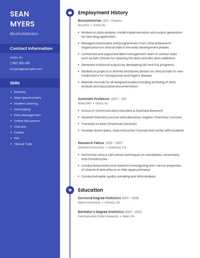 Biostatistician Resume