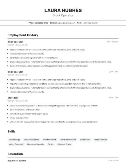 Block Operator Resume