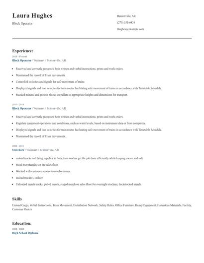 Block Operator Resume