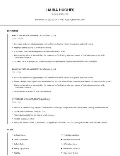 Block Operator Resume