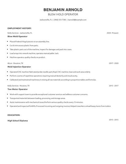 Blow Mold Operator Resume