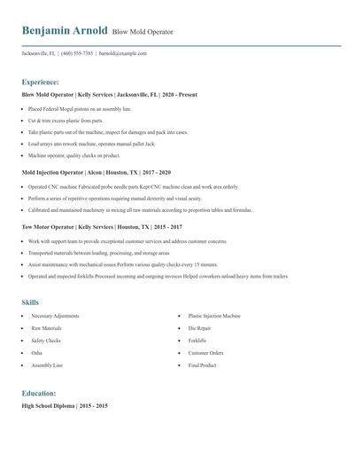 Blow Mold Operator Resume