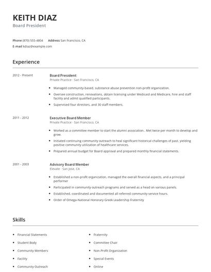 Board President Resume