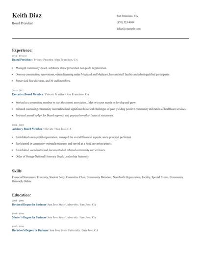 Board President Resume