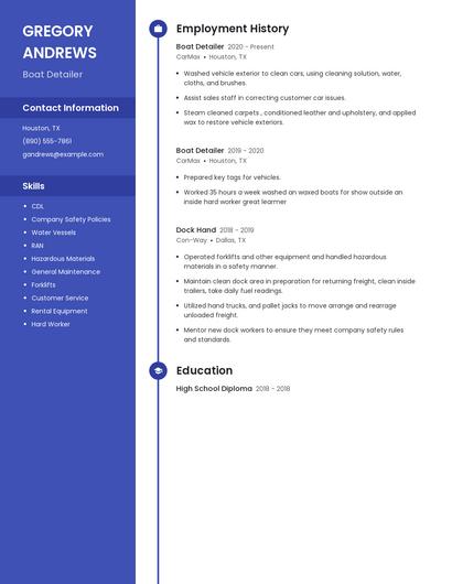 Boat Detailer Resume