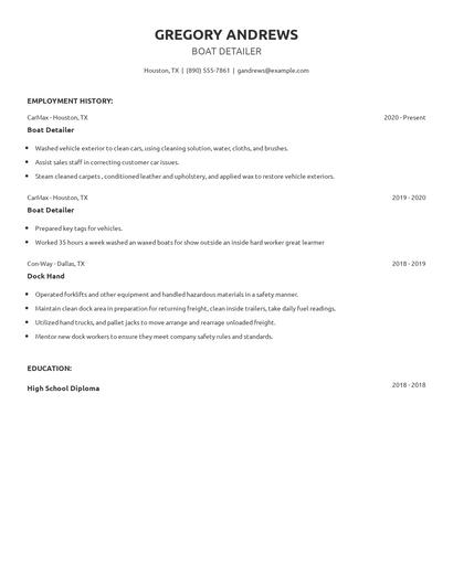 Boat Detailer Resume