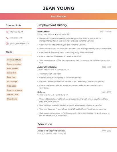 Boat Detailer Resume