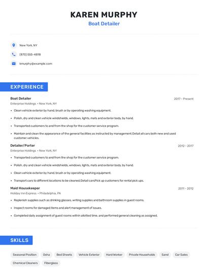 Boat Detailer Resume