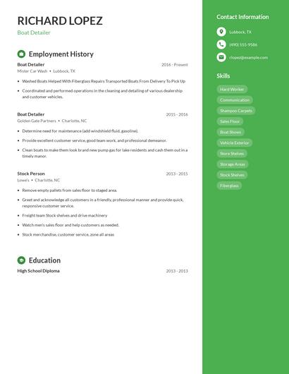 Boat Detailer Resume