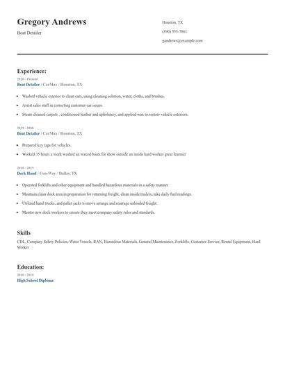 Boat Detailer Resume