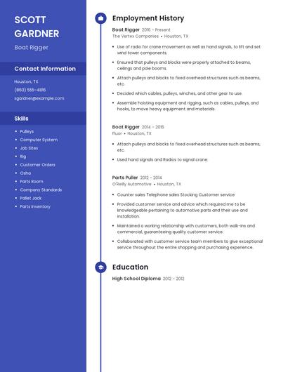 Boat Rigger Resume