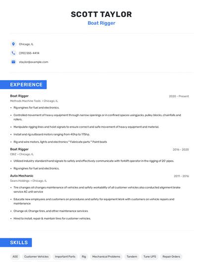 Boat Rigger Resume