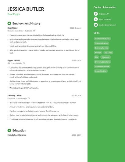 Boat Rigger Resume