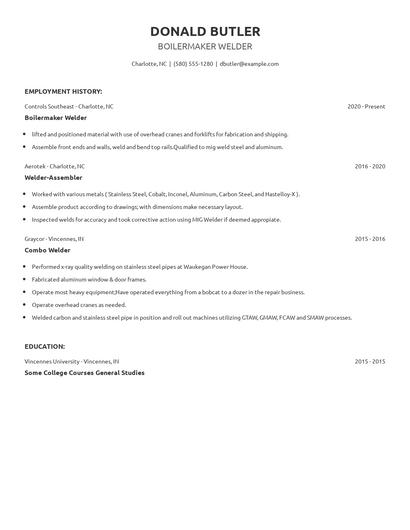 Boilermaker Welder Resume