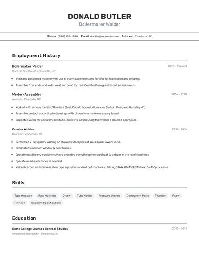 Boilermaker Welder Resume