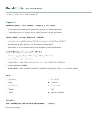 Boilermaker Welder Resume