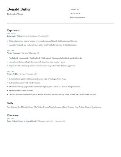 Boilermaker Welder Resume