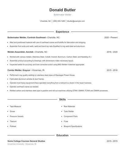 Boilermaker Welder Resume