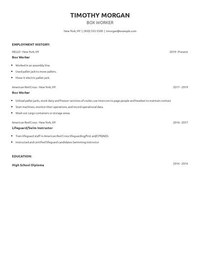 Box Worker Resume