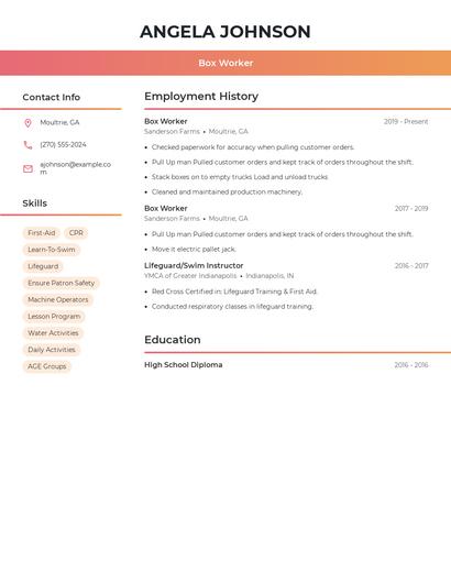 Box Worker Resume