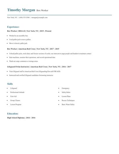Box Worker Resume