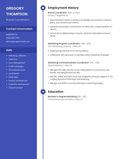 Brand Coordinator Resume