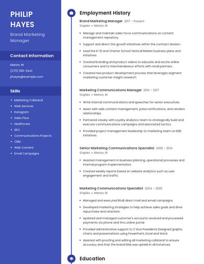Brand Marketing Manager Resume