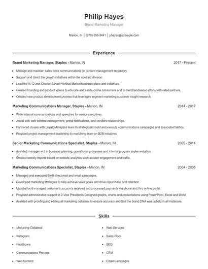 Brand Marketing Manager Resume
