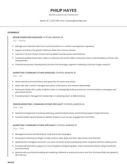 Brand Marketing Manager Resume