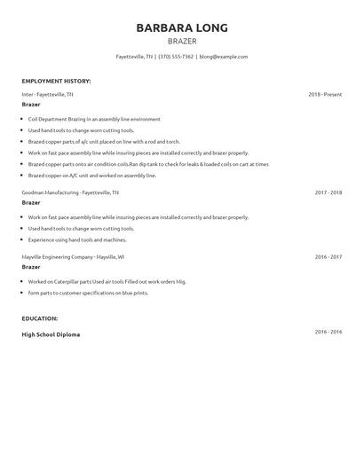 Brazer Resume