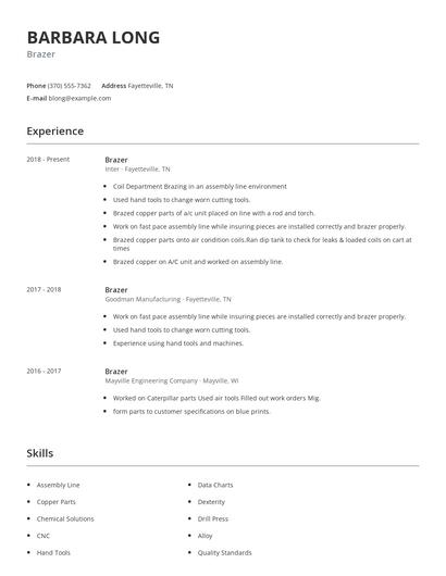 Brazer Resume