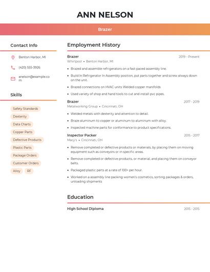 Brazer Resume