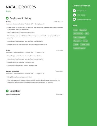 Brazer Resume