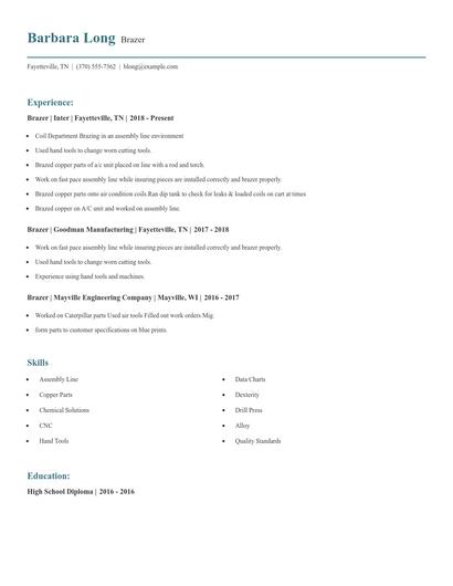 Brazer Resume