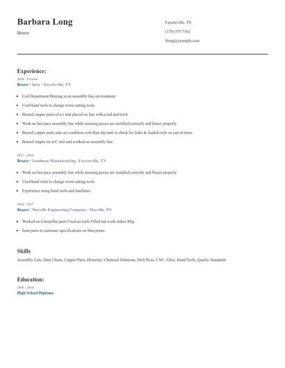 Brazer Resume