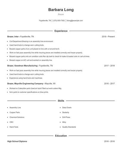 Brazer Resume