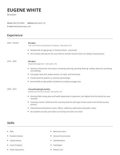 Breaker Resume