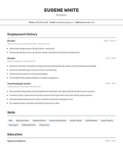 Breaker Resume
