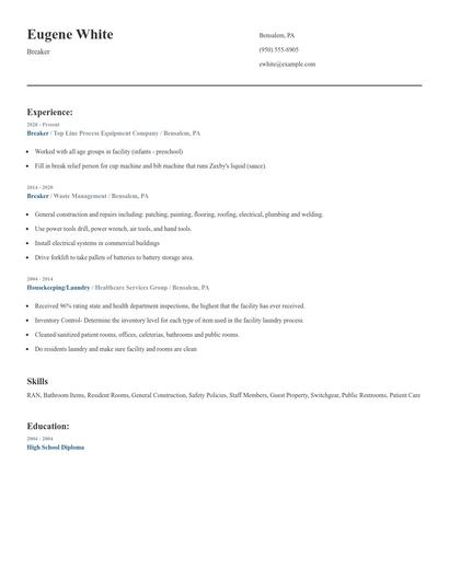 Breaker Resume