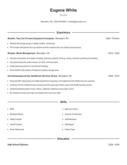 Breaker Resume