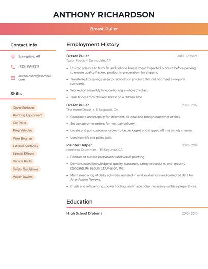 Breast Puller Resume