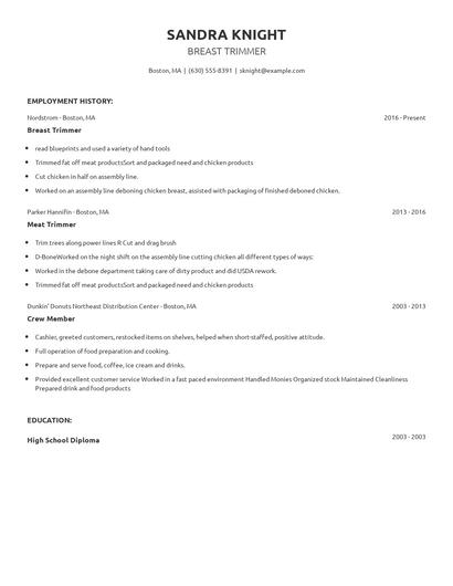 Breast Trimmer Resume