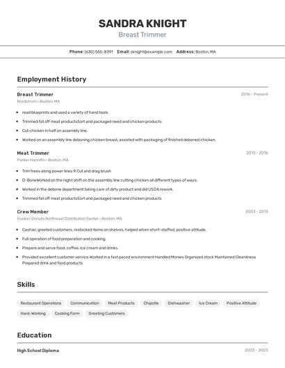 Breast Trimmer Resume