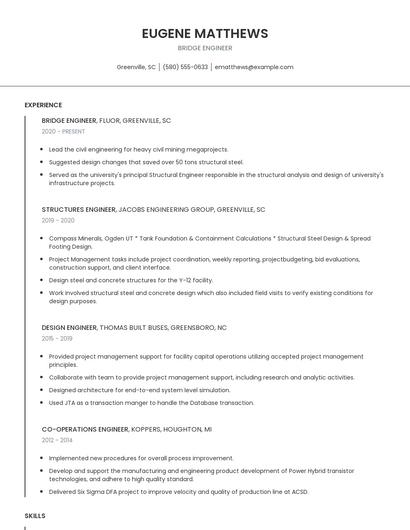 Bridge Engineer Resume